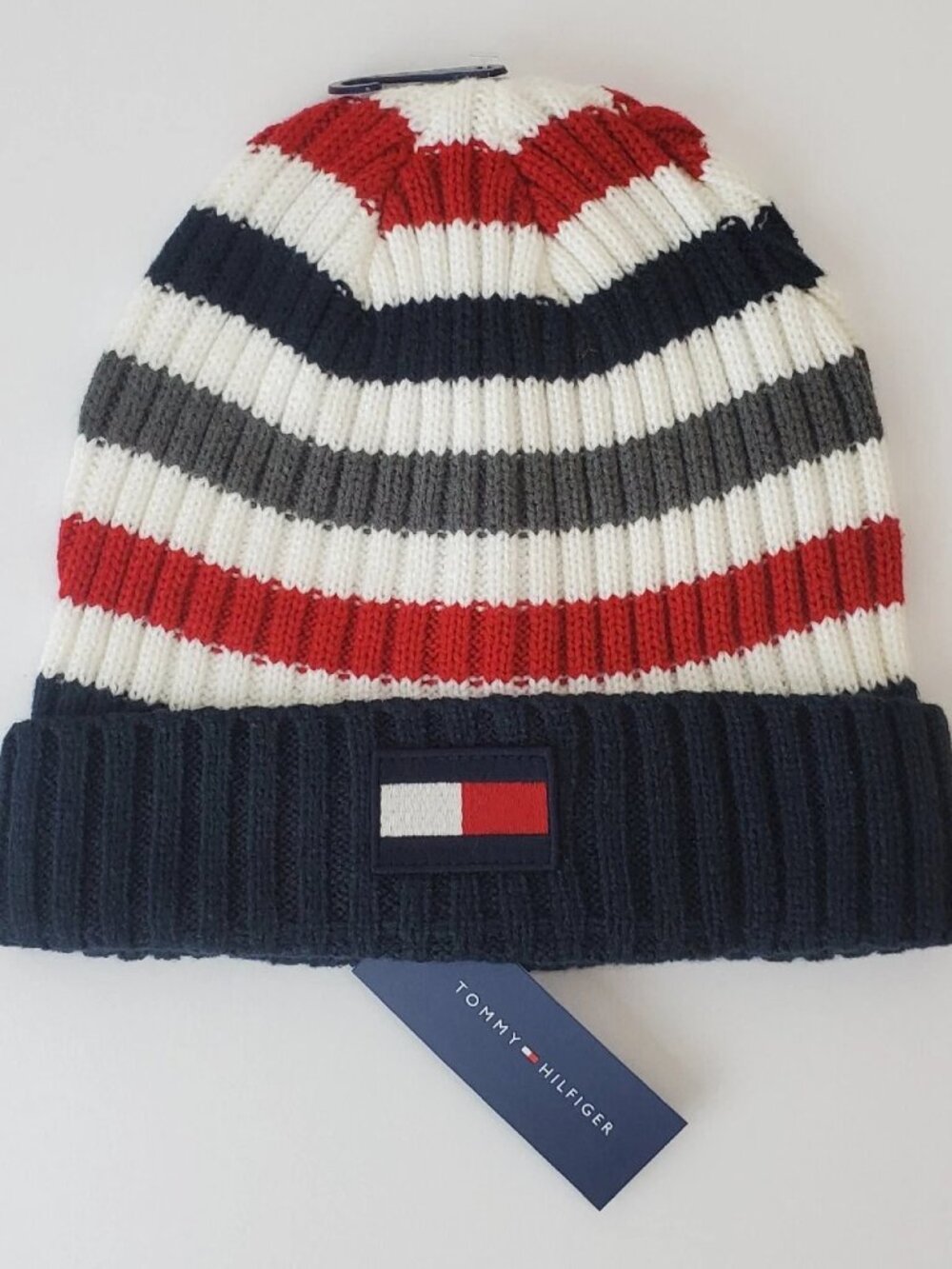 TOMMY HILFIGER BEANIE HAT MEN EMBROIDERED LOGO ONESIZE MULTICOLOR COLD WEATHER